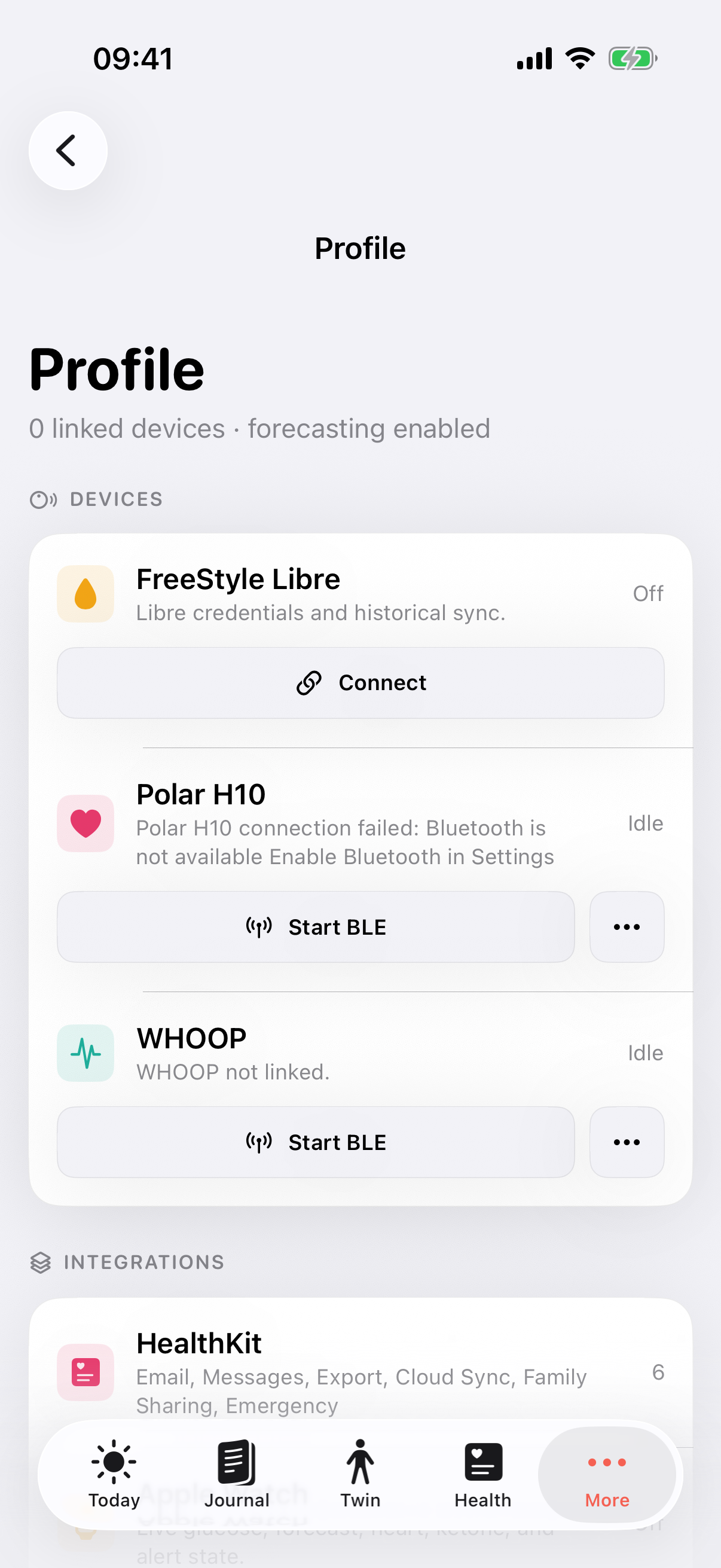 InVivo Profile tab captured from the iOS app.